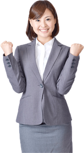 可愛くガッツポーズをしている女性